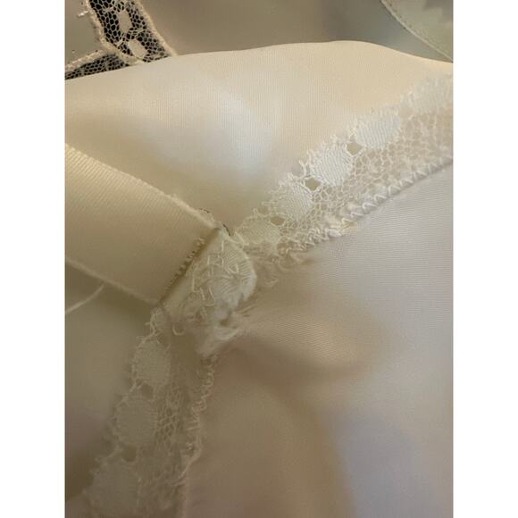 Vintage Women 14 1950s 1960s Endear Barbizon Tafredda White Full Slip Dress - Picture 7 of 7